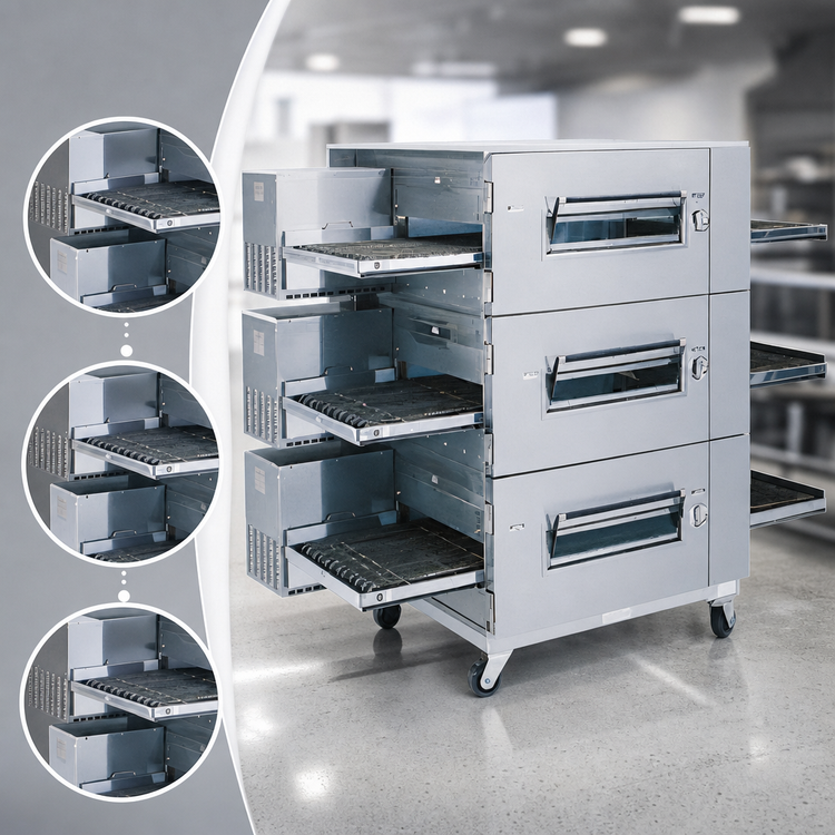 Product image #3 for Lincoln Impinger Low Profile Triple-Stack Electric Conveyor Pizza Oven Package