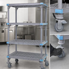 Thumbnail image #3 for Quantum Millenia QPM247274VS-4 Mobile All-Polymer Shelving Starter Unit, 4 Open Grid Shelves, 72 x 24 x 74 Inches, Gray