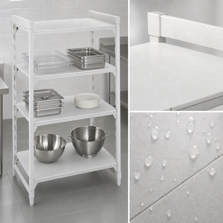 Product image #4 for Cambro Camshelving Premium 4-Shelf Solid Stationary Starter Unit, 21" D x 30" W x 64" H, Speckled Gray