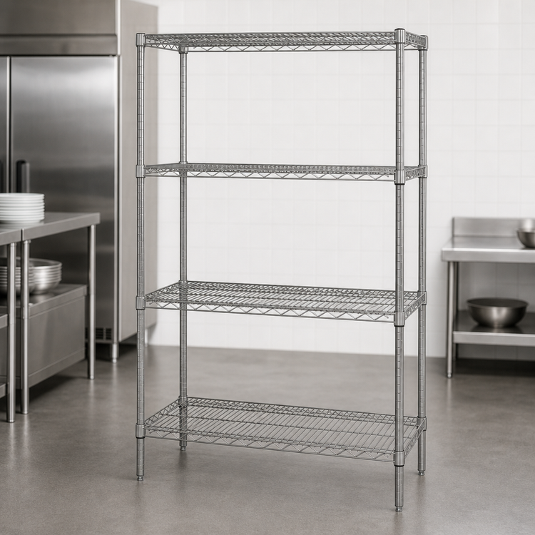 Product image #3 for 60"W x 30"D x 74"H 304 Stainless Steel Stationary Wire Shelving Starter Kit with 4 Shelves