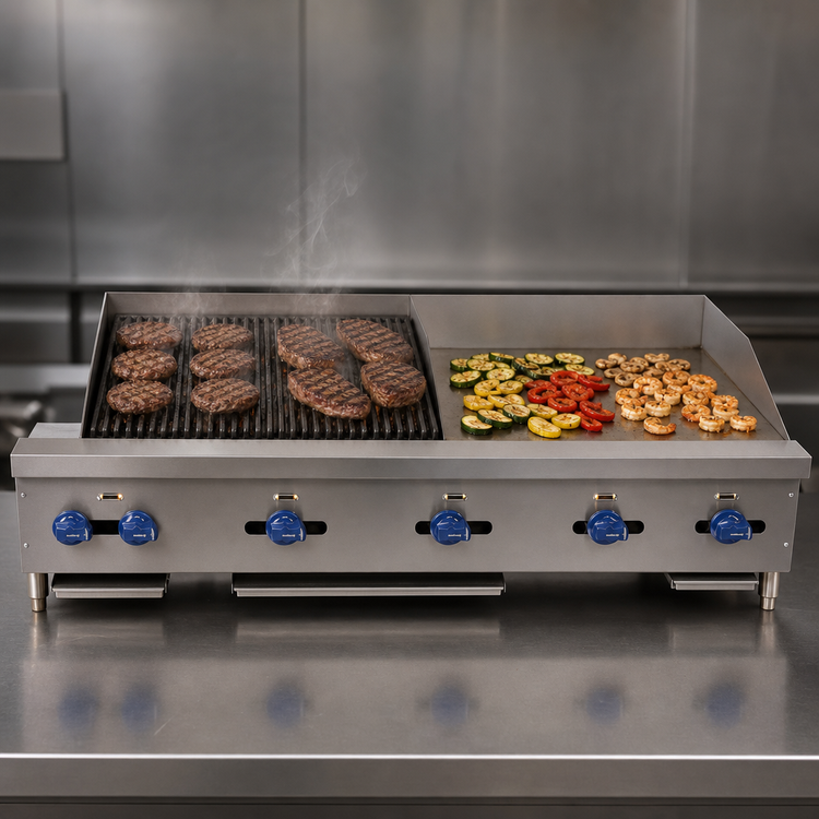 Product image #3 for Comstock-Castle 60-Inch Countertop Gas Char-Broiler/Griddle Combination with 36-Inch Griddle Plate