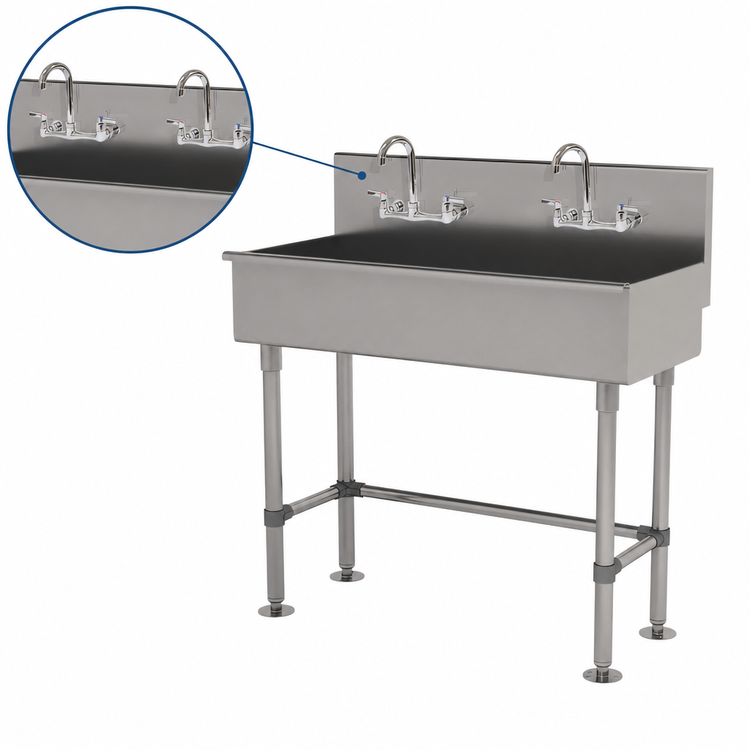Product image #3 for Advance Tabco 48-Inch Freestanding Multiwash Hand Sink with 2 Faucets