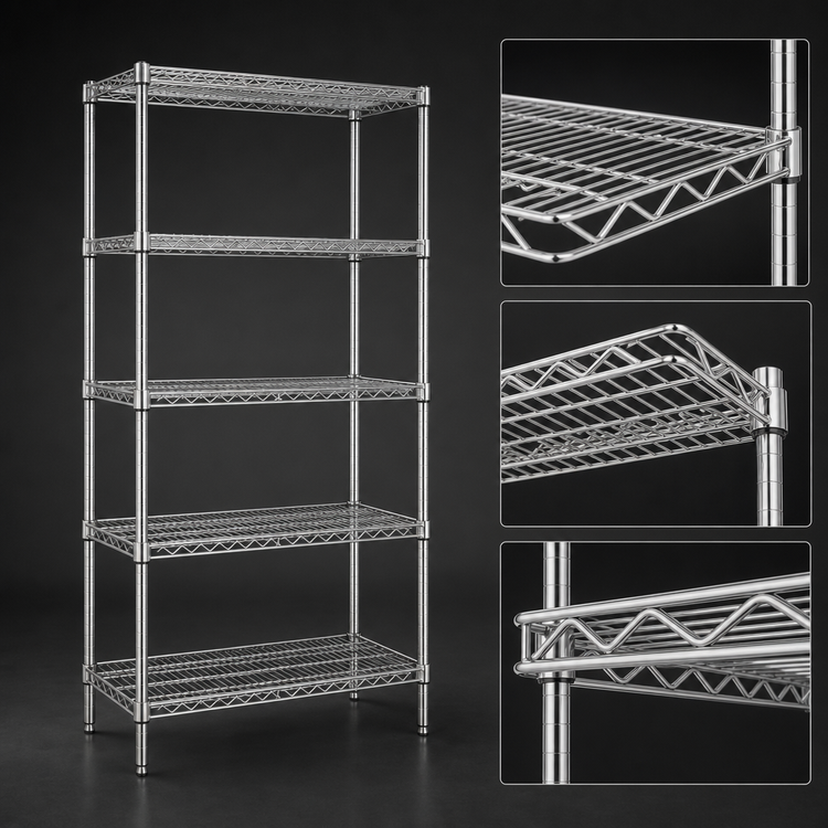 Product image #3 for Eagle Group 5-Tier Chrome-Plated Wire Shelving Starter Unit, 42W x 21D x 86H