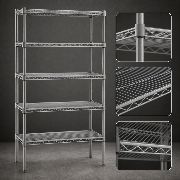 Product image #3 for Valu-Master 5-Tier Starter Wire Shelving Unit, 36 x 18 x 86 Inches, Pewter Gray Epoxy