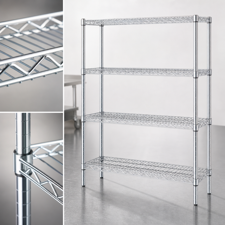 Product image #3 for Eagle Group 4-Tier Chrome-Plated Wire Shelving Starter Unit, 60W x 21D x 63H