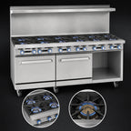 Thumbnail image #3 for Imperial (Middleby) Pro Series IR-12-SU-XB 72-Inch Commercial Gas Range with 6 Open and 6 Step-Up Burners, Standard Oven and Open Cabinet