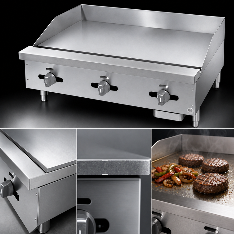 Product image #3 for Comstock-Castle Diner Series 60-Inch Countertop Gas Griddle with 30-Inch Deep 3/4-Inch Polished Steel Plate