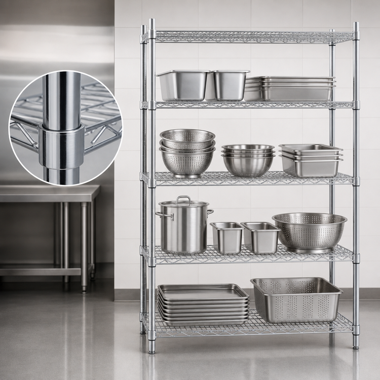 Product image #3 for Advance Tabco Special Value Series Heavy Duty Chrome Plated Wire Shelf, 42" W x 14" D
