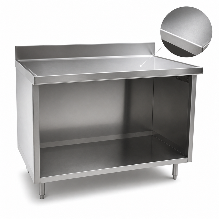 Product image #3 for Eagle Spec-Master Marine Series Stainless Steel Underbar Work Table with Open Front Cabinet Base, 72 x 24 Inch, 4-1/2 Inch Backsplash