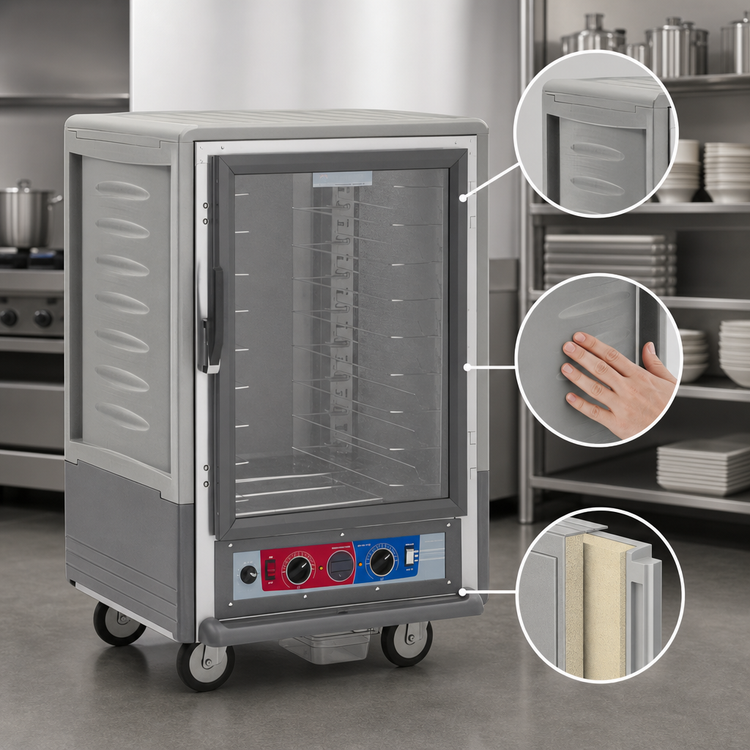 Product image #3 for Metro C5 3 Series Half-Height Combination Heated Holding and Proofing Cabinet, Gray, Full-Length Clear Door