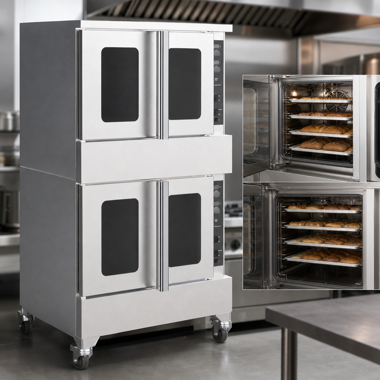 Product image #3 for BakeMax BADCO5E Double Deck Electric Convection Oven, 18 Full-Size Tray Capacity