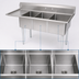 Thumbnail image #3 for John Boos E-Series 3-Compartment Stainless Steel Sink with Left Drainboard, 68-1/2 in. W x 25-1/2 in. D x 43-3/4 in. H