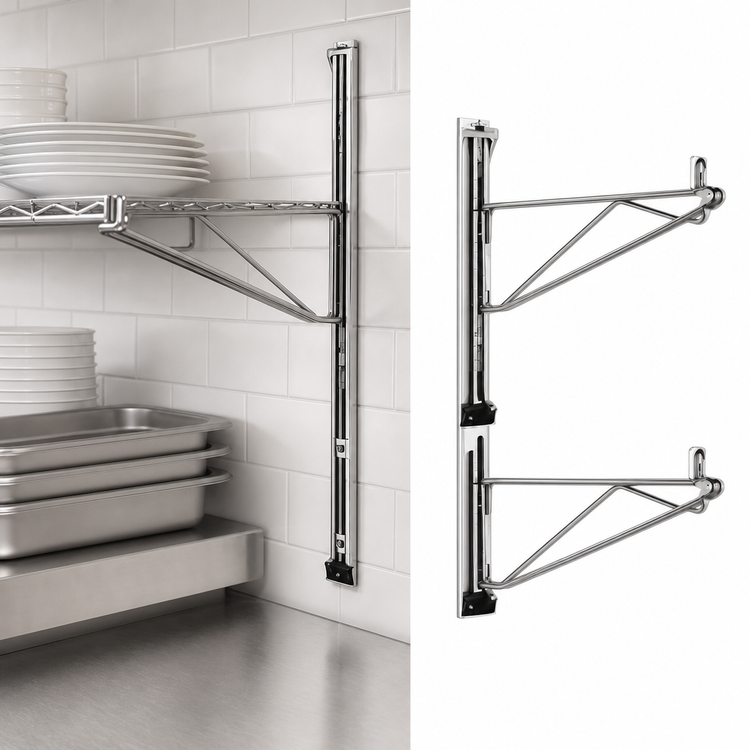 Product image #3 for Eagle Adjustable Post Wire Wall Mount Prepackaged End Unit for 18-Inch Shelves, Chrome Finish