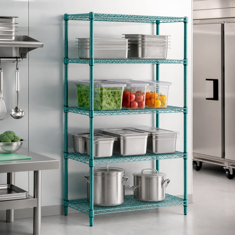 Product image #3 for EagleGard 4-Tier Starter Wire Shelving Unit, 42-Inch W x 21-Inch D x 74-Inch H, Hybrid Epoxy Finish