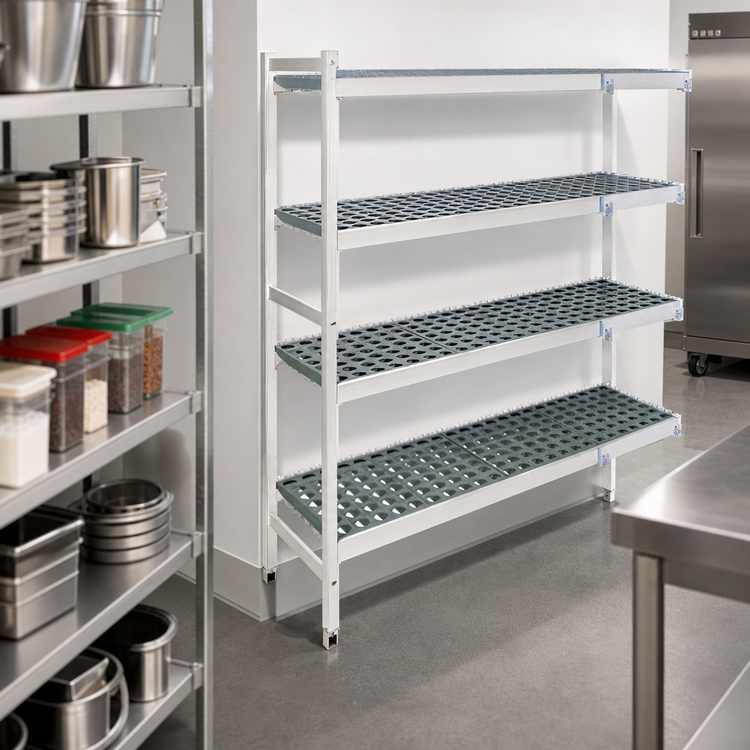 Product image #3 for Fermostock 4-Tier Corner Expansion Polymer Shelving Unit, 26" W x 14" D x 66" H