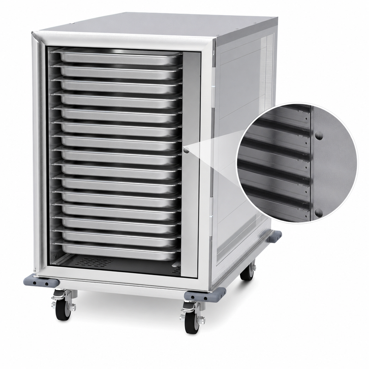 Product image #3 for BevLes HPC-3414 Mobile Undercounter Heated Proofer & Holding Cabinet, Half-Height, Non-Insulated, 14 Pan Capacity