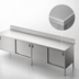 Thumbnail image #3 for John Boos Enclosed Base Stainless Steel Work Table with Sliding Doors, 108W x 24D, 5-Inch Backsplash