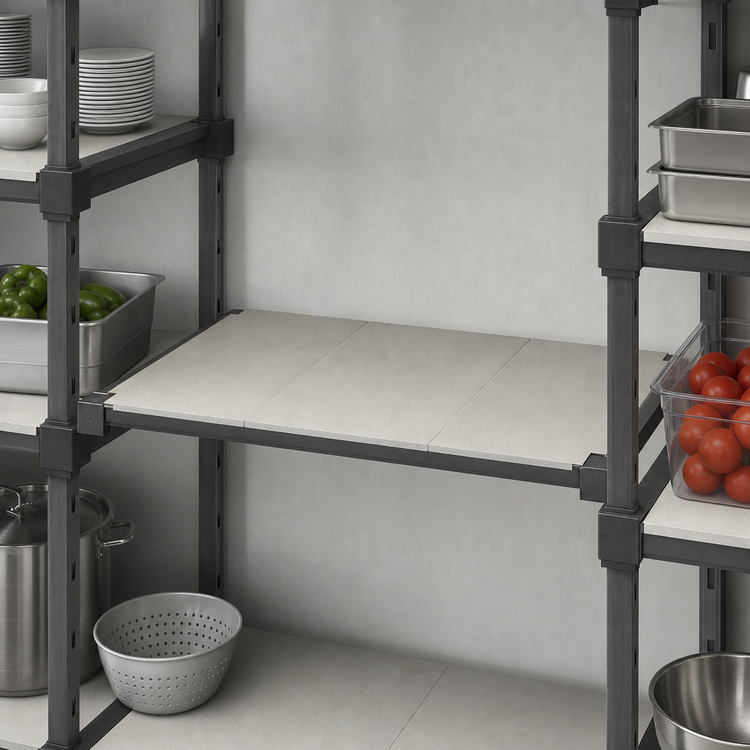 Product image #3 for Cambro Camshelving Elevation 18" x 48" Solid Wall Shelving Add-On Shelf Kit, Brushed Graphite