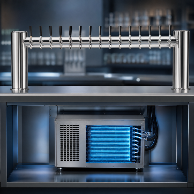 Product image #3 for Metropolis H 14-Faucet Countertop Glycol-Cooled Draft Beer Tower with Kool-Rite Module, Polished Stainless Steel