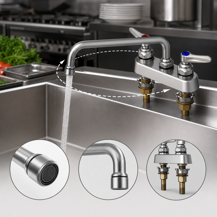 Product image #3 for T&S Brass B-1112-XS 4-Inch Deck Mount Workboard Faucet with 10-Inch Swing Nozzle