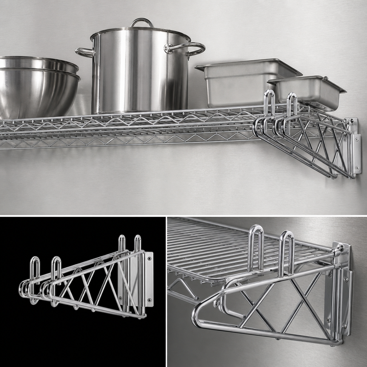 Product image #3 for Advance Tabco Special Value Series 18-Inch Heavy Duty Chrome Plated Double Mount Wire Shelving Wall Bracket