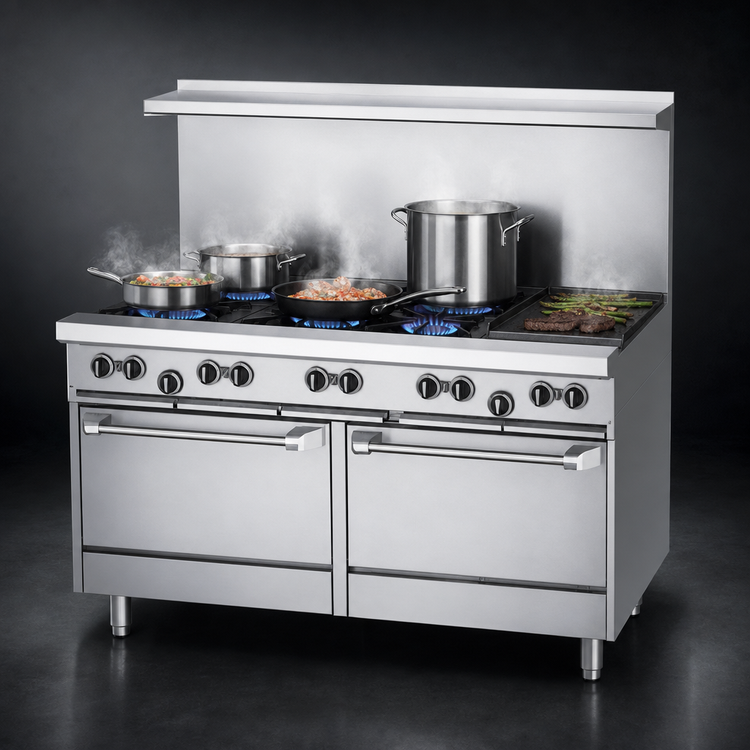 Product image #3 for Garland US Range U Series 60-Inch Gas Restaurant Range with 8 Open Burners, 12-Inch Griddle, Standard Oven, and Storage Base