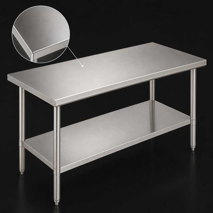 Product image #3 for John Boos Stallion Budget Stainless Steel Top Work Table with Adjustable Undershelf, 60 x 24 Inch
