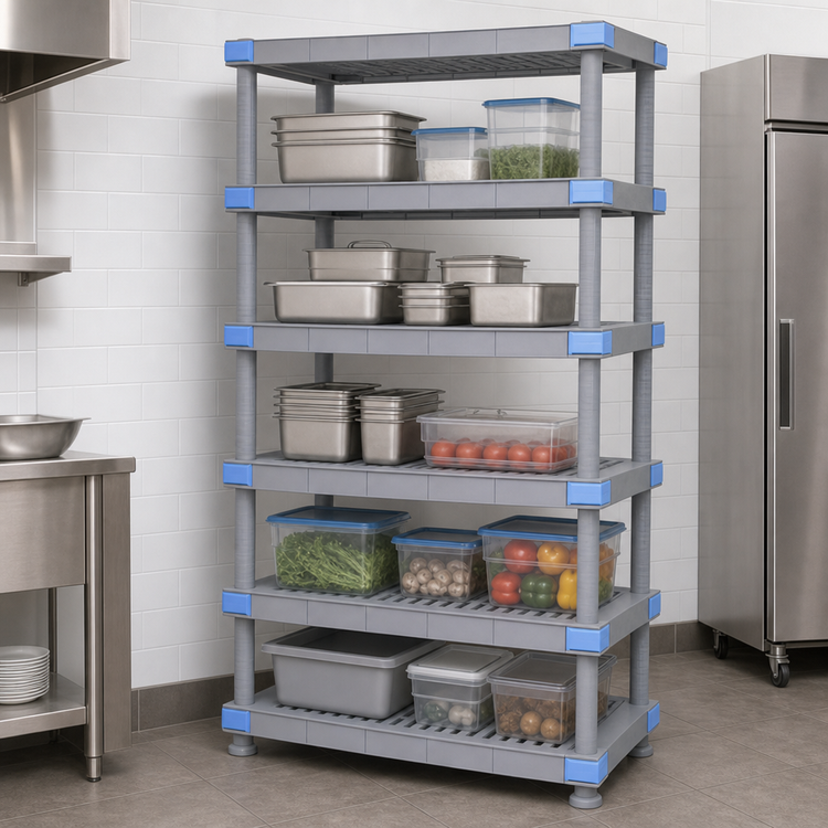Product image #3 for Millenia 5-Shelf Polymer Starter Shelving Unit, 48 x 18 x 50 Inches, Gray