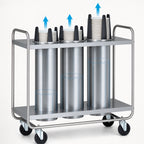 Thumbnail image #3 for Dinex DXPIDP3O0912 Mobile Unheated Triple-Tube Plate and Bowl Dispenser, Open Frame, Stainless Steel, 9-1/8-Inch Capacity