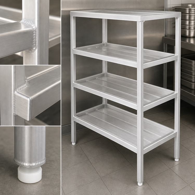 Product image #3 for Lifetime Tough 4-Shelf Tubular Aluminum Dunnage Shelving Rack, 42 x 24 x 64 Inches