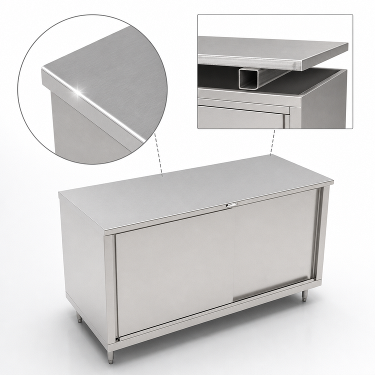 Product image #3 for John Boos 60 Inch x 24 Inch Stainless Steel Enclosed Work Table with Sliding Doors