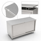 Thumbnail image #3 for John Boos 4CS4-2460 60 x 24 Inch Stainless Steel Enclosed Work Table with Sliding Doors, 14-Gauge 300 Series Flat Top