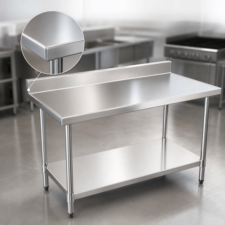 Product image #3 for Eagle Spec-Master Marine Series Stainless Steel Work Table with 4-1/2 Inch Backsplash, 72 x 36 Inches