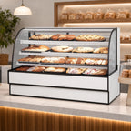 Thumbnail image #3 for Federal Industries Curved Glass Series CGD3648 Curved Glass Non-Refrigerated Bakery Display Case, 36.13" Wide, 3 Tiers, Rear Swing Doors