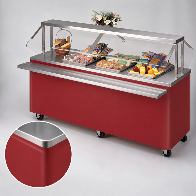 Product image #3 for Dinex Reflections 50-Inch Mobile Solid Top Serving Counter with Stainless Steel Top and Enclosed Base