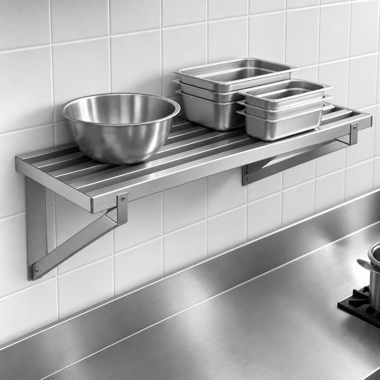 Product image #3 for Eagle Group Cooking Line Heavy Duty Wall-Mounted Stainless Steel Shelf, 48-Inch W x 21-Inch D