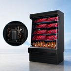 Thumbnail image #3 for Howard-McCray 35E Series SC-OM35E-5S-B-LED Packaged Meats Open Merchandiser, 63-Inch Vertical Case, Black, Self-Contained, LED-Lit 4-Tier Shelves