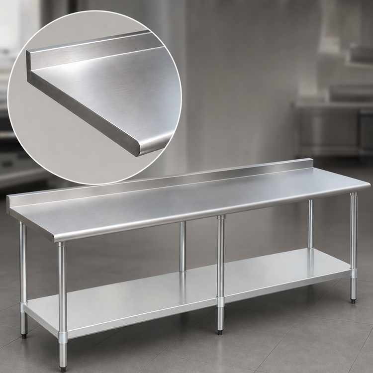 Product image #3 for Eagle Group Budget Series 108 x 30 Inch Stainless Steel Underbar Work Table with Rear Up-Turn and Undershelf