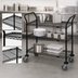 Thumbnail image #3 for Quantum 60 Inch x 18 Inch 3-Shelf Wire Utility Bus Cart, Black Epoxy, 1200 lb Capacity