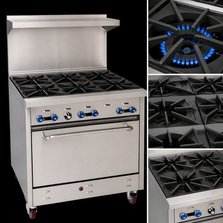 Product image #3 for Comstock-Castle FSU330 36-Inch Gas Step-Up Range with 31-1/2 Inch Standard Oven, 6 Star Burners, Back Riser & High Shelf
