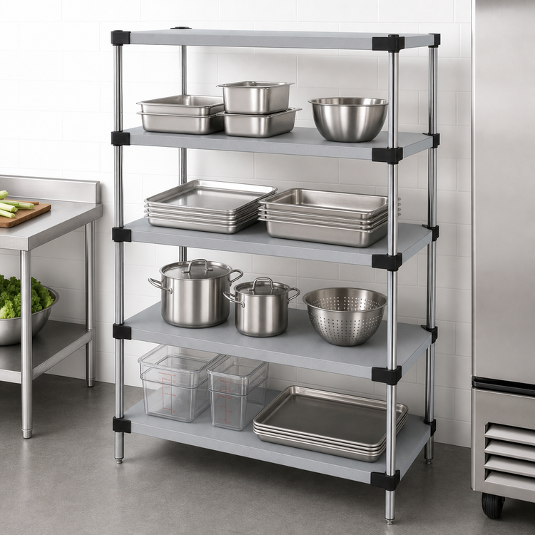 Product image #3 for Quantum 4-Shelf Solid Stainless Steel Shelving Starter Kit, 48W x 24D x 54H
