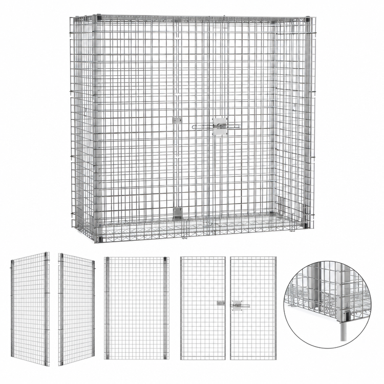 Product image #4 for 60"W x 24"D Chrome Security Enclosure Kit with Side-Hinged Doors