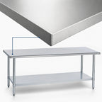 Thumbnail image #3 for Duke Manufacturing 314-36144 144-Inch Stainless Steel Work Table, Open Galvanized Undershelf, 14-Gauge 300 Series Top, No Backsplash