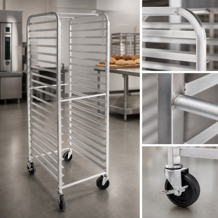 Product image #3 for CAC China 20-Tier Welded Aluminum Sheet Pan Rack Set with Casters, 26 x 20 x 69 Inches