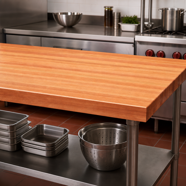 Product image #3 for Boos Block Full-Length Rail American Cherry Edge Grain Kitchen Countertop, 72"W x 32"D x 3" Thick, Penetrating Oil Finish