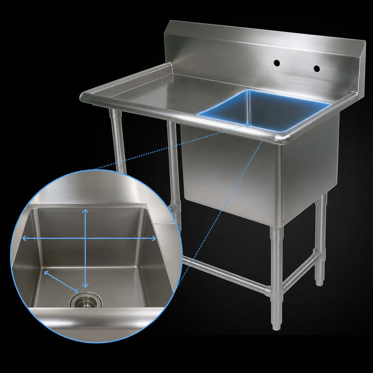 Product image #3 for John Boos Pro-Bowl 1-Compartment Stainless Steel Sink with 24" Left Drainboard