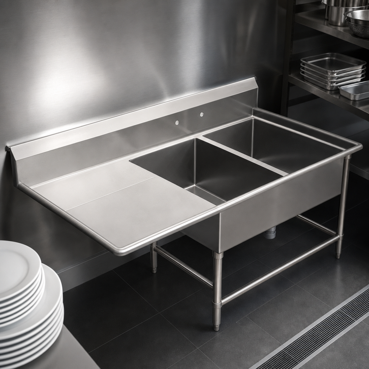 Product image #3 for John Boos Pro-Bowl 2-Compartment Stainless Steel Sink with Left Drainboard