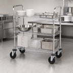 Thumbnail image #3 for Metro Super Erecta 3SPN55ABR 3-Shelf Wire Utility Cart, 48 x 24 x 39 Inches, Brite Zinc Finish