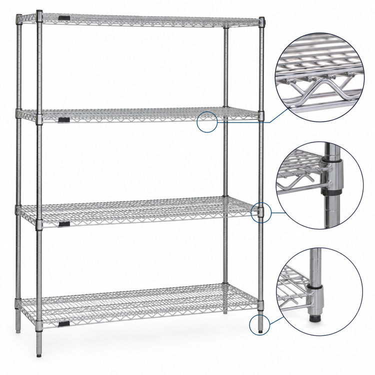 Product image #3 for Eagle Group Valu-Master Red-i-Pak 4-Tier Wire Shelving Unit, 36"W x 24"D x 63"H, Pewter Gray Epoxy Finish