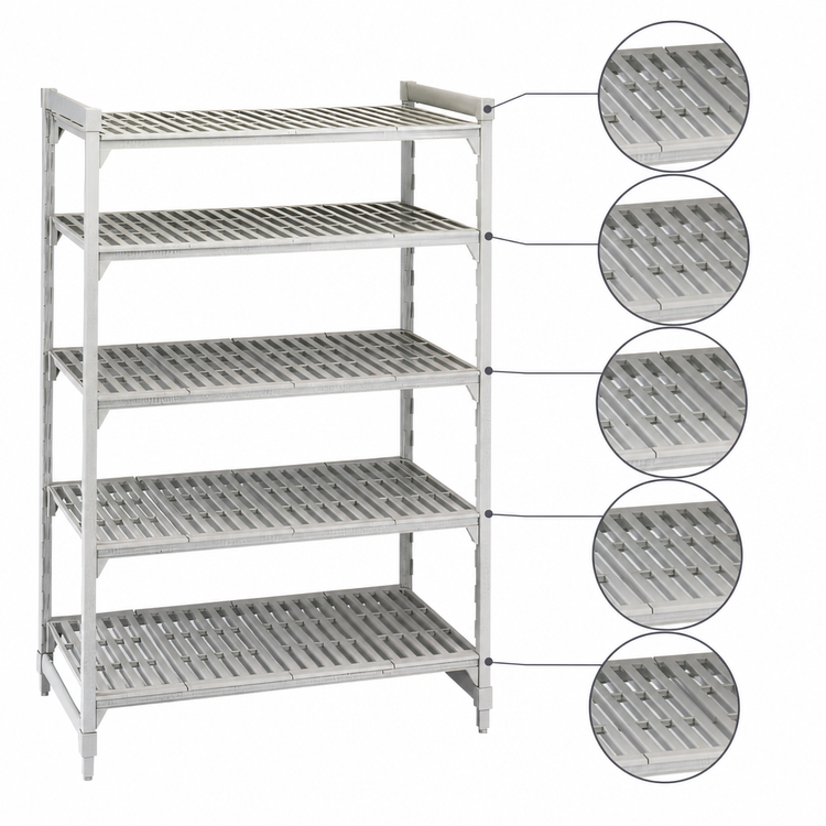 Product image #4 for Cambro Camshelving Premium 24 Inches x 24 Inches x 84 Inches 5-Tier Vented Stationary Polymer Shelving Starter Unit
